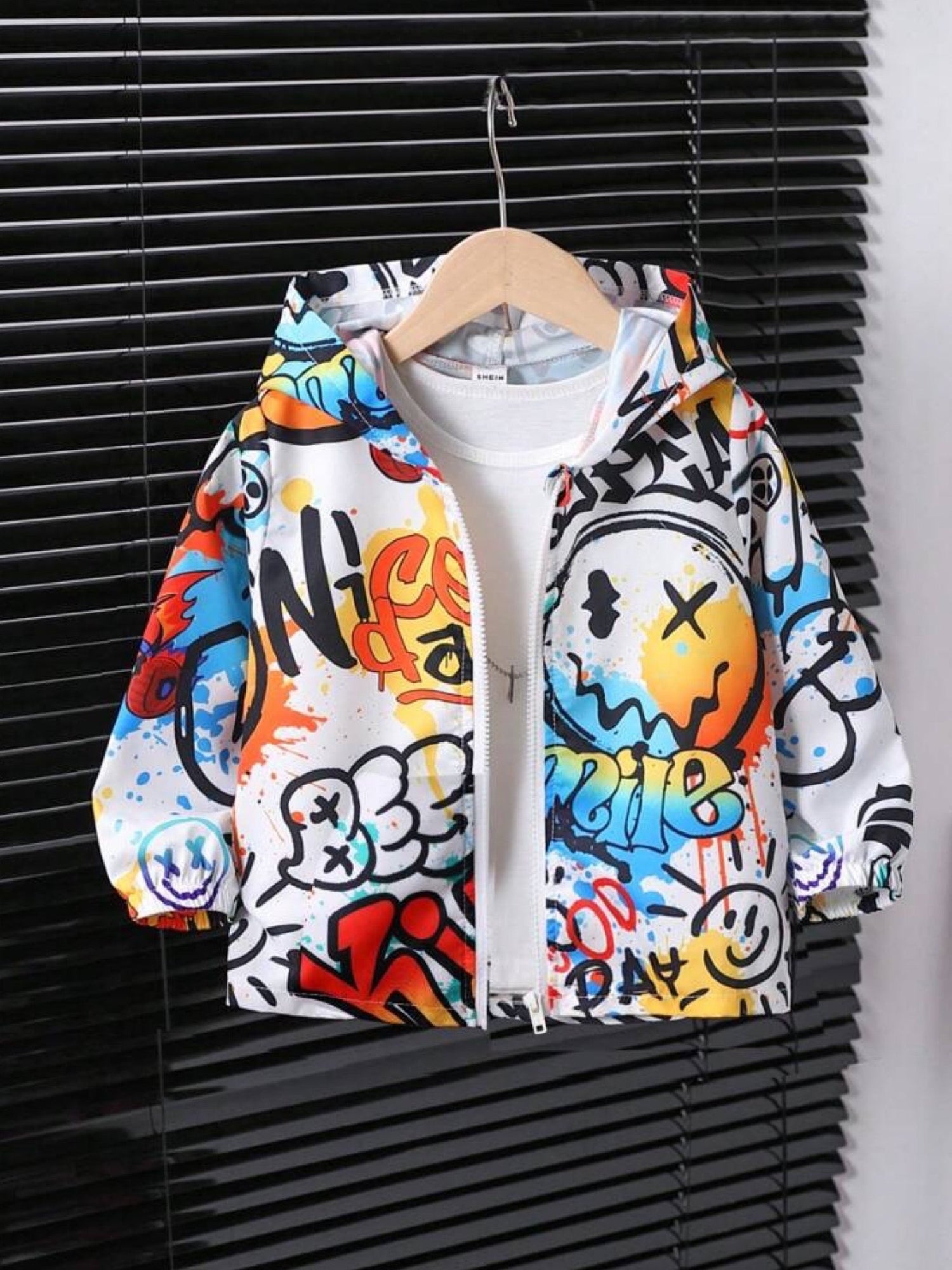 Babies graffiti printed hooded zipper jacket Legacy Boutiques Legacy Boutiques