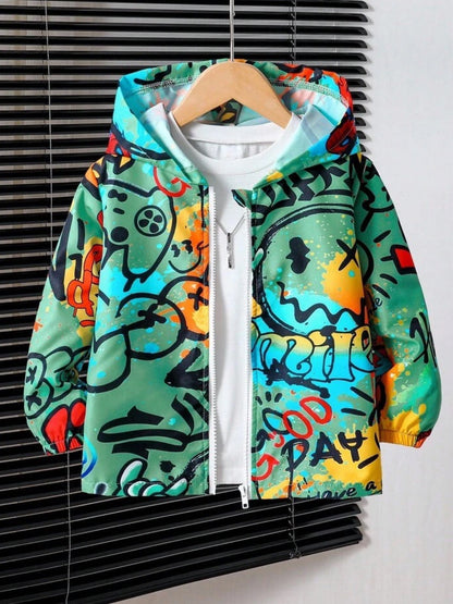 Babies hooded jacket graffiti printed zipper Legacy Boutiques Legacy Boutiques