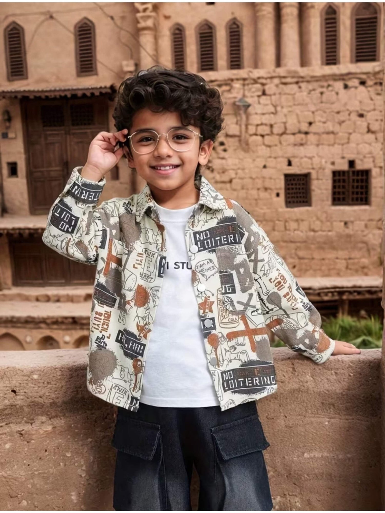 Babies Shirt All Over Cartoon And Text Graphic Print Legacy Boutiques Legacy Boutiques