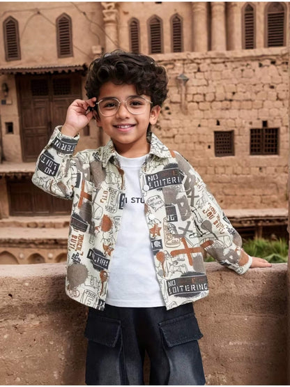 Babies Shirt All Over Cartoon And Text Graphic Print Legacy Boutiques Legacy Boutiques