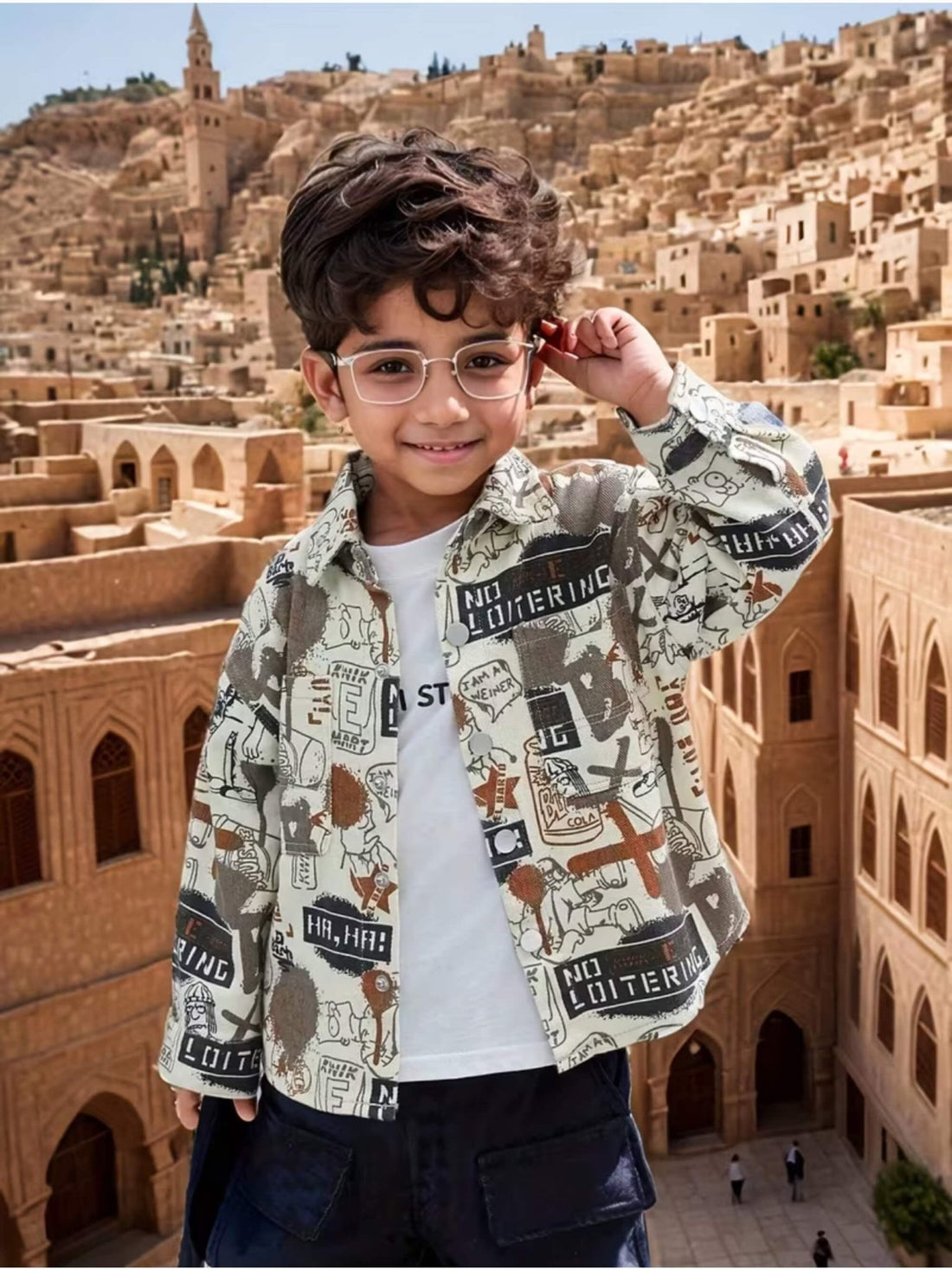 Babies Shirt All Over Cartoon And Text Graphic Print Legacy Boutiques Legacy Boutiques