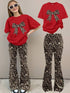 Baby Girls Leopard Bow Print 2 Piece Top and Pant Set Legacy Boutiques Legacy Boutiques
