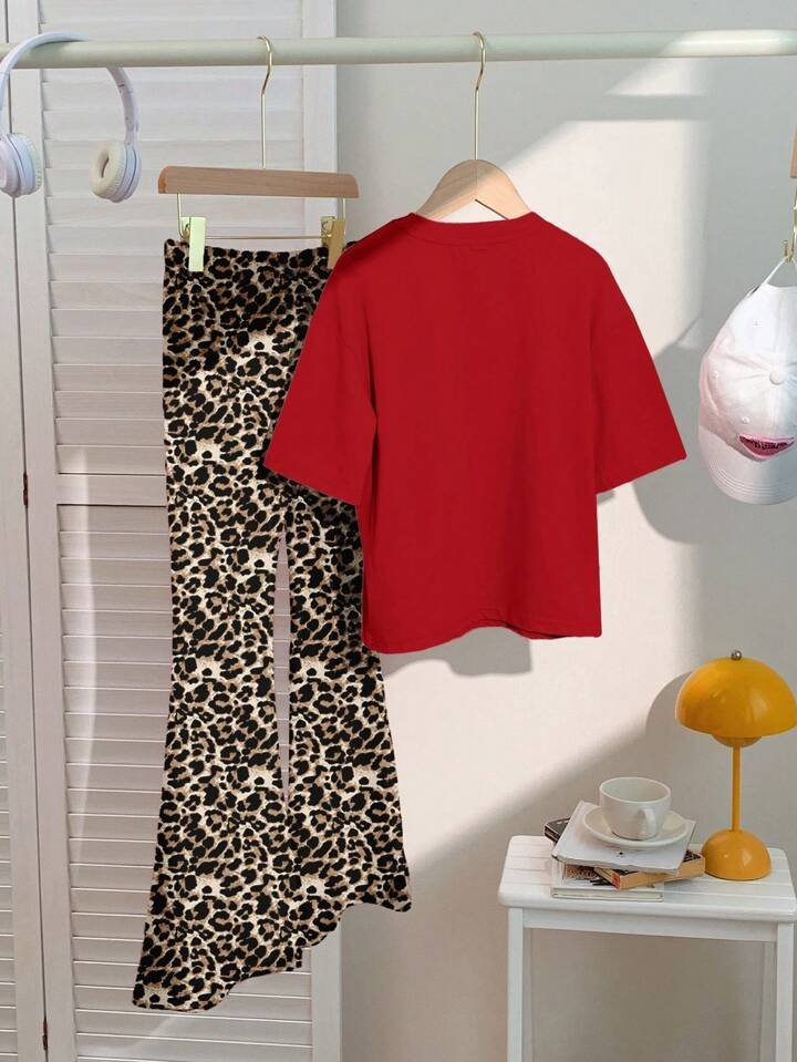 Baby Girls Leopard Bow Print 2 Piece Top and Pant Set Legacy Boutiques Legacy Boutiques