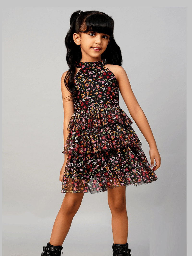 Baby Girls Vibrant Floral Layered Crisscross Backless Dress Legacy Boutiques Legacy Boutiques