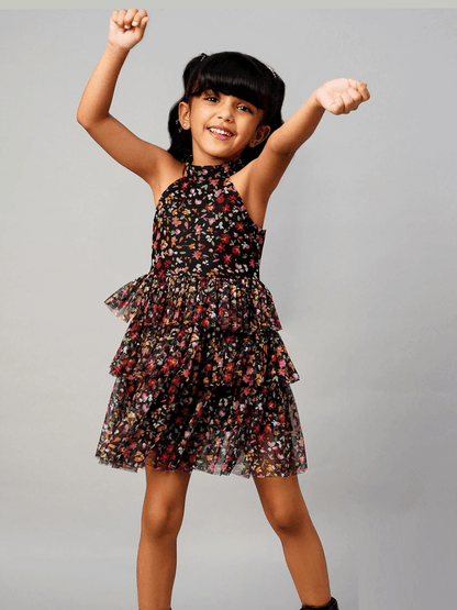 Baby Girls Vibrant Floral Layered Crisscross Backless Dress Legacy Boutiques Legacy Boutiques