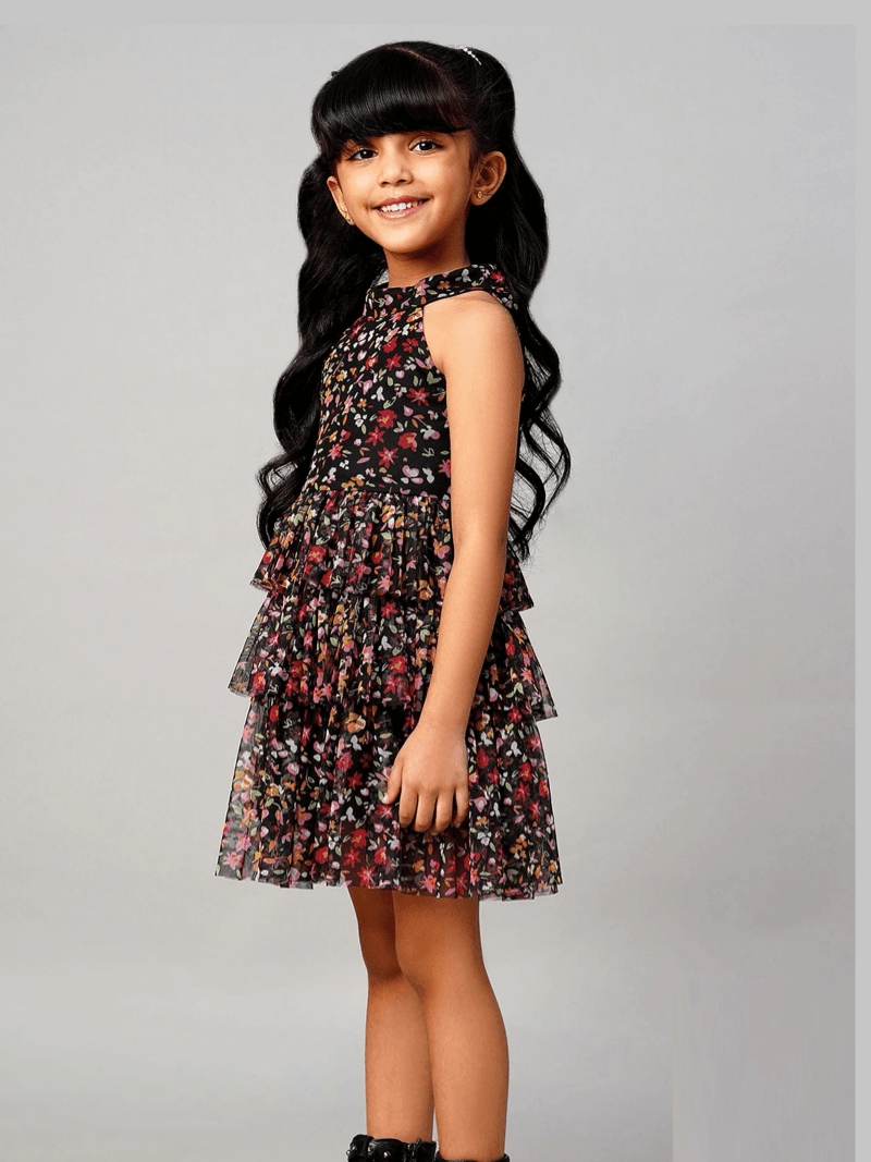 Baby Girls Vibrant Floral Layered Crisscross Backless Dress Legacy Boutiques Legacy Boutiques