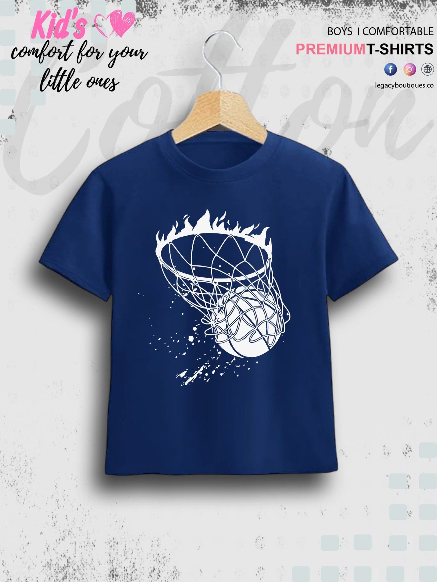 Basketball Hoop Print Kids T-shirt Legacy Boutiques Legacy Boutiques