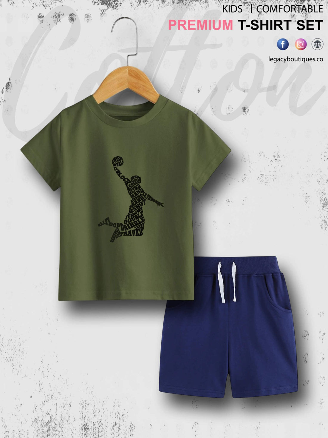 Basketball Sports Printed 6 Month To 6 Year Kids T-Shirt Set Legacy Boutiques Legacy Boutiques