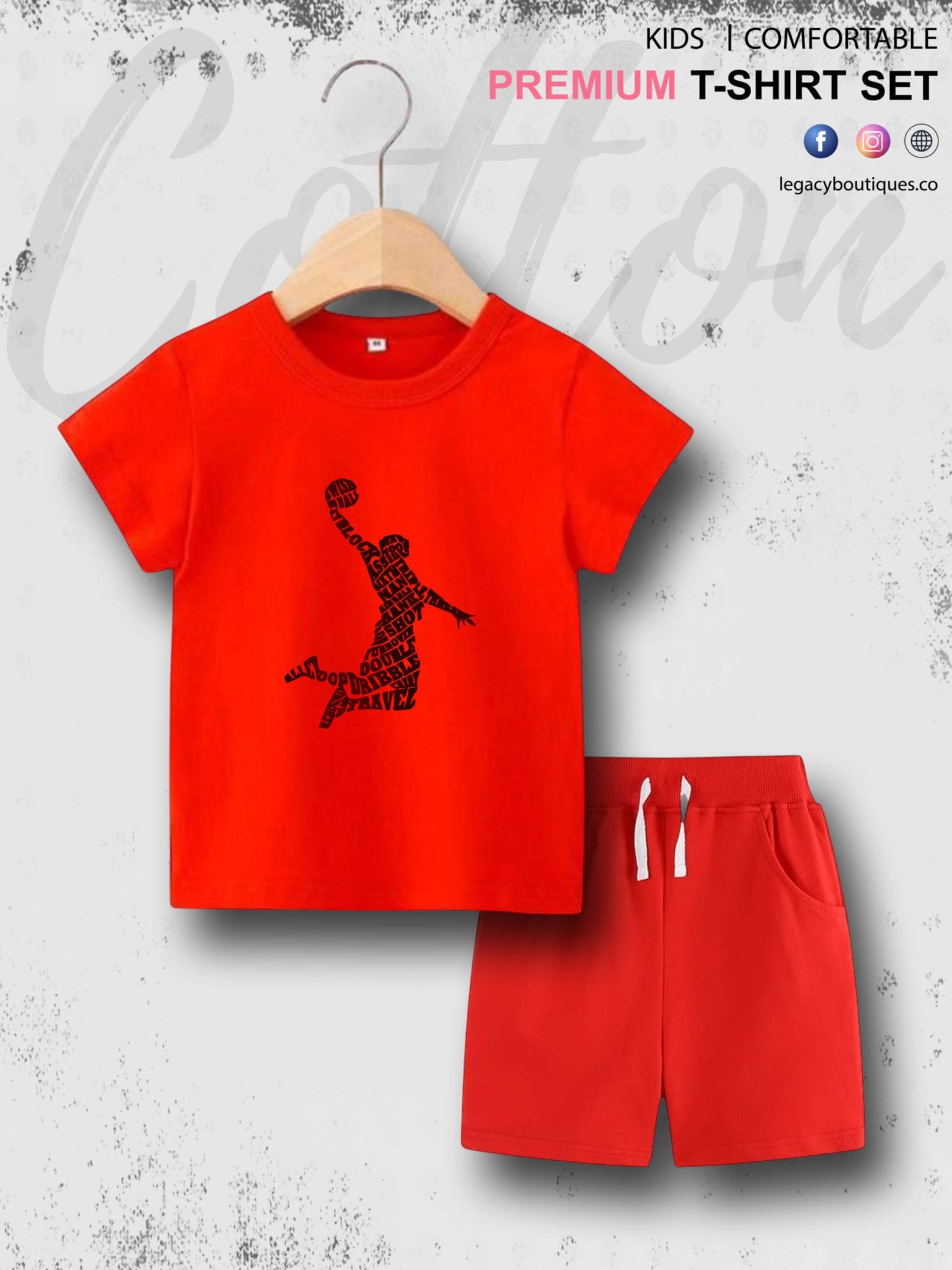 Basketball Sports Printed 6 Month To 6 Year Kids T-Shirt Set Legacy Boutiques Legacy Boutiques