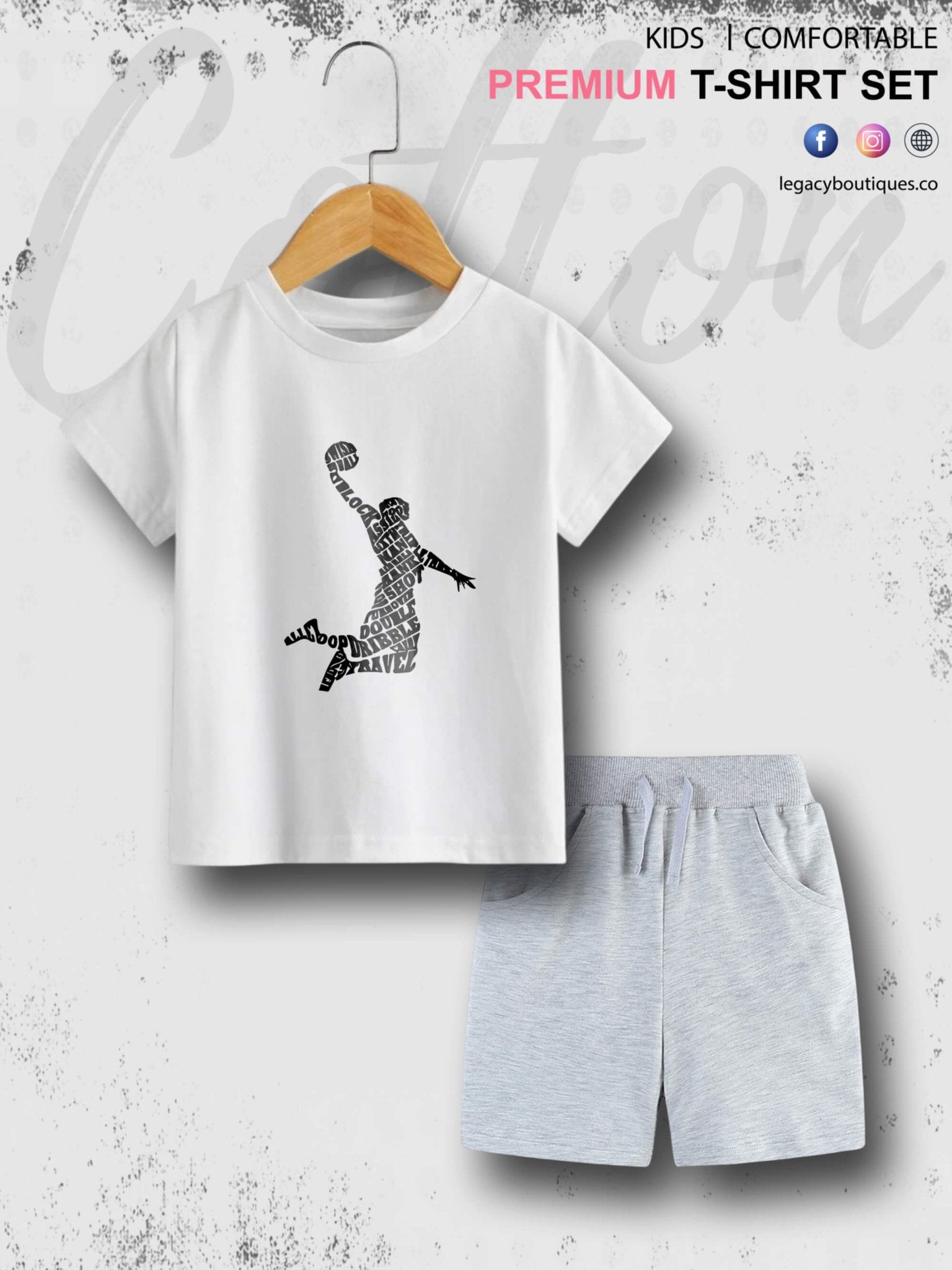 Basketball Sports Printed 6 Month To 6 Year Kids T-Shirt Set Legacy Boutiques Legacy Boutiques