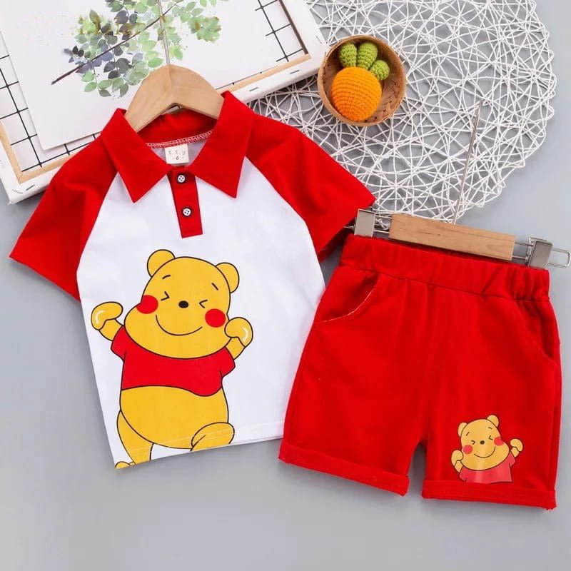 Bear Cartoon Print Baby &amp; Kids Polo T-Shirt Set Red | Legacy Boutiques Rajshahi Legacy Boutiques Legacy Boutiques