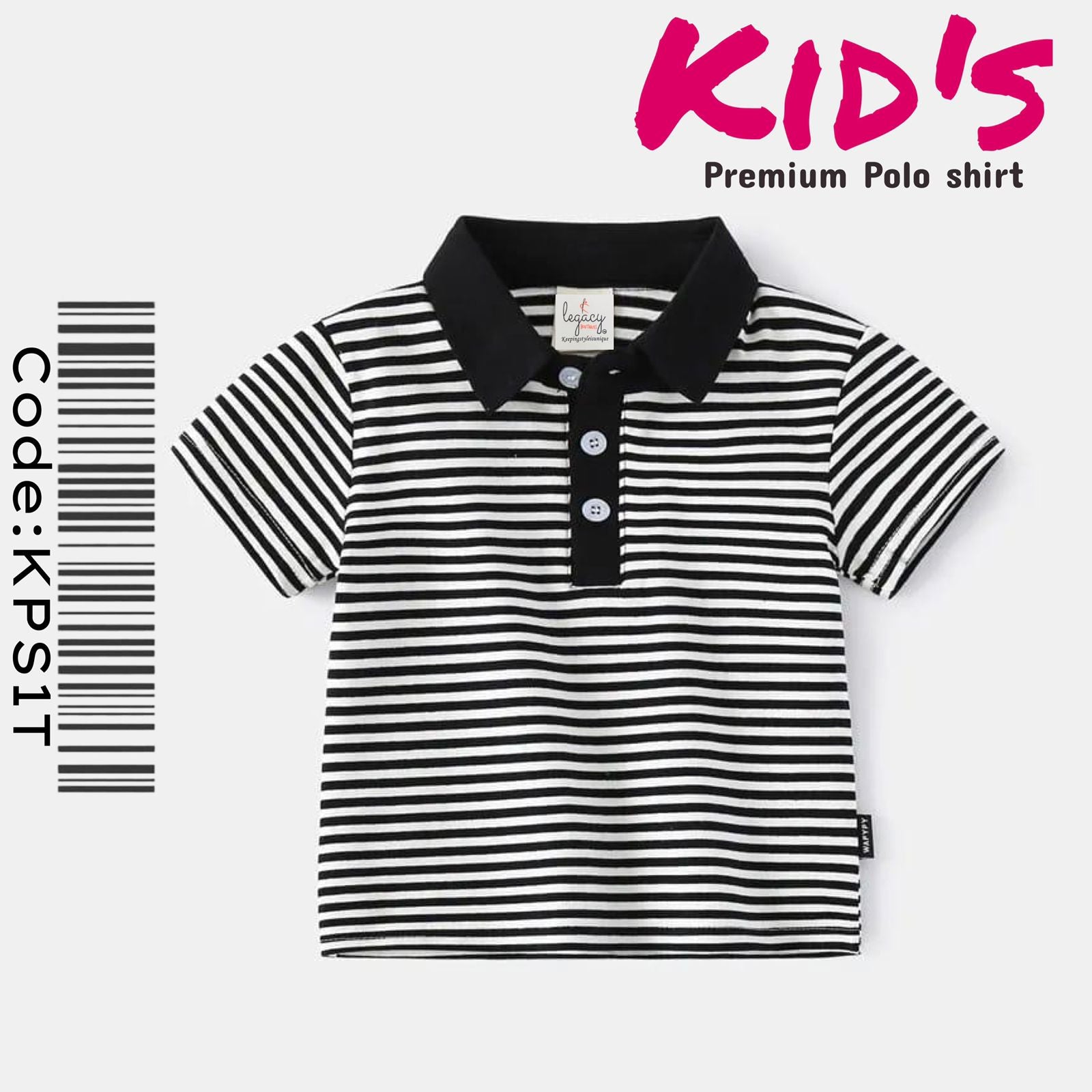 Black and White Strip Baby &amp; Kids Super Comfortable Polo shirt Legacy Boutiques Legacy Boutiques
