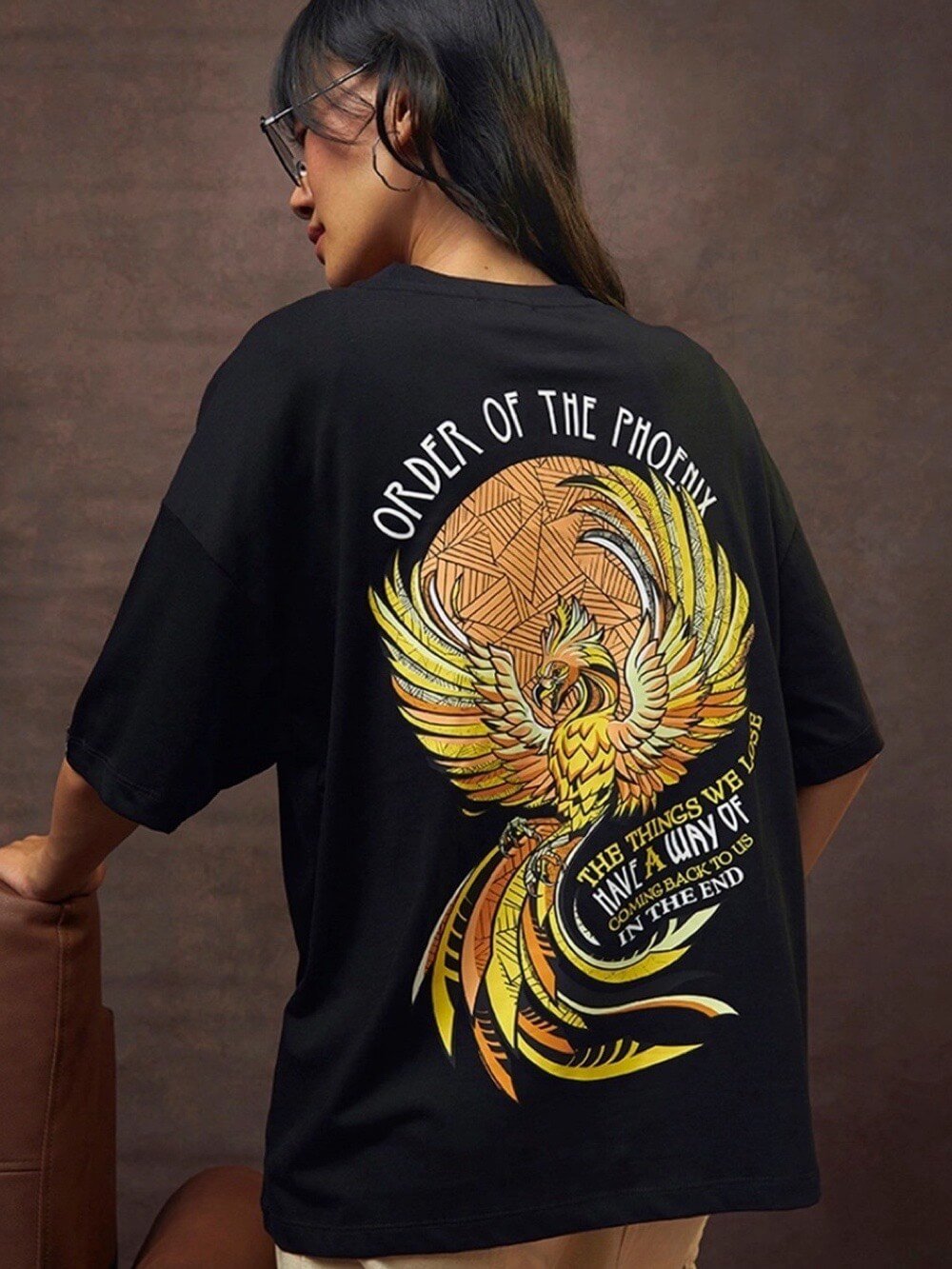 Black Phoenix Fawkes Graphic Printed Womens Drop Shoulder T shirt Legacy Boutiques Dacca Legacy Boutiques Legacy Boutiques