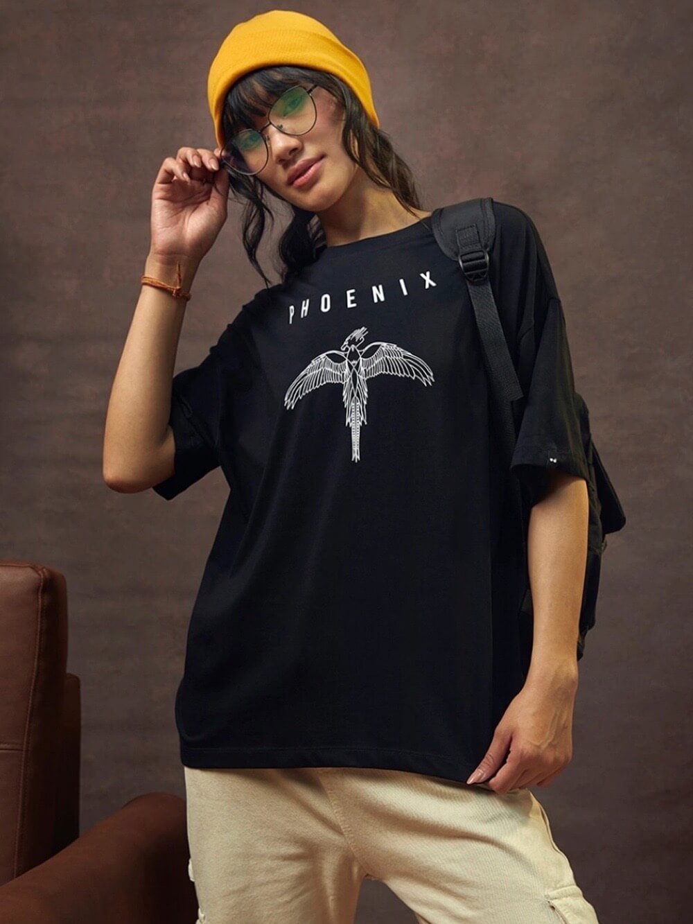 Black Phoenix Fawkes Graphic Printed Womens Drop Shoulder T shirt Legacy Boutiques Dacca Legacy Boutiques Legacy Boutiques