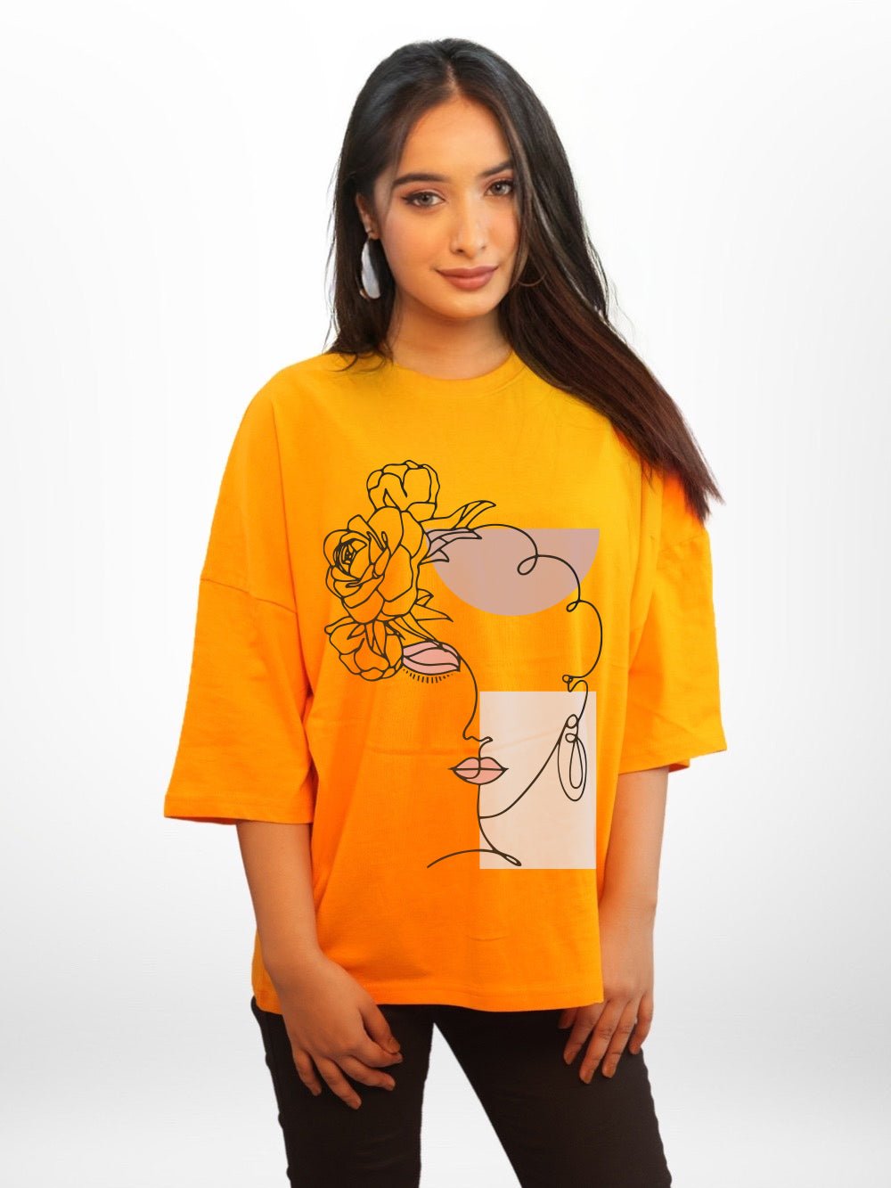 BLOOMING WOMAN FACE LINE Printed Womens Drop Shoulder T-shirt Legacy Boutiques Bangladesh Legacy Boutiques Legacy Boutiques