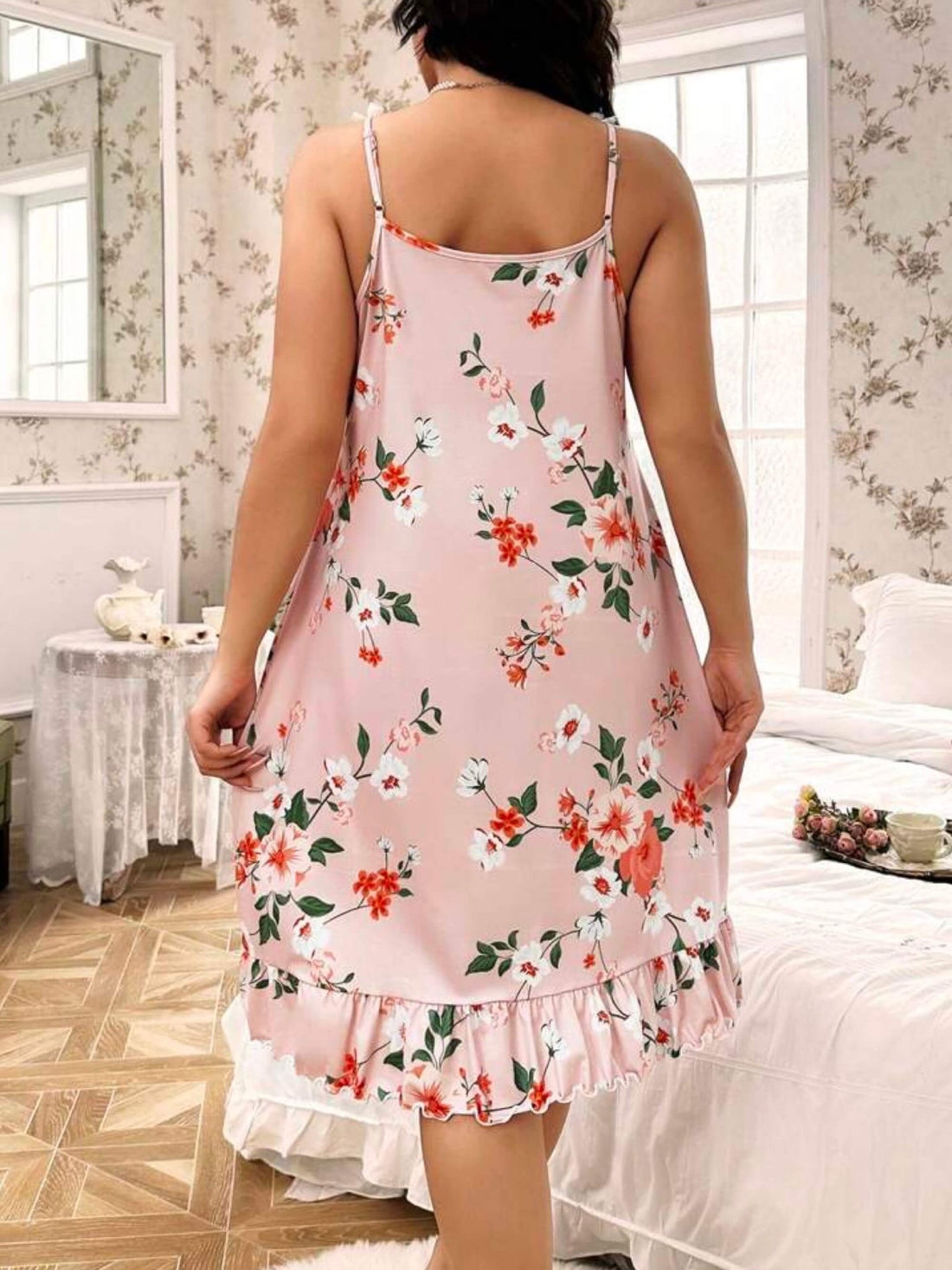Blossom Pink Floral Nightdress - Lace Trim Ruffle Hem Sleepwear 🌸 Legacy Boutiques Legacy Boutiques