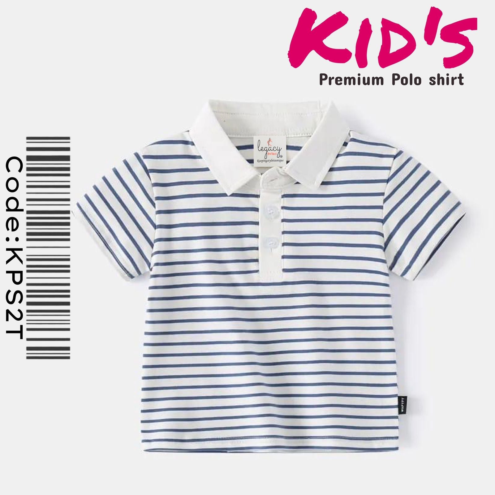 Blue and White Strip Print Baby &amp; Kids Super Comfortable Polo shirt Legacy Boutiques Legacy Boutiques