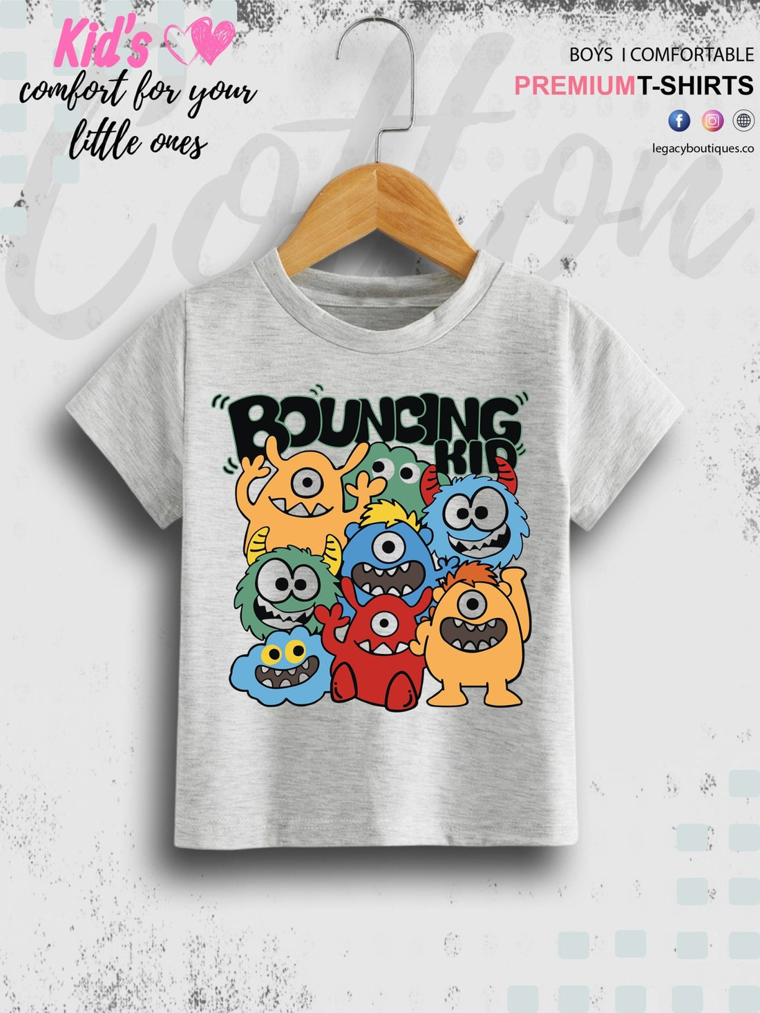 Boys Casual Short Sleeve Bouncing Kid Print T-Shirt Legacy Boutiques Legacy Boutiques