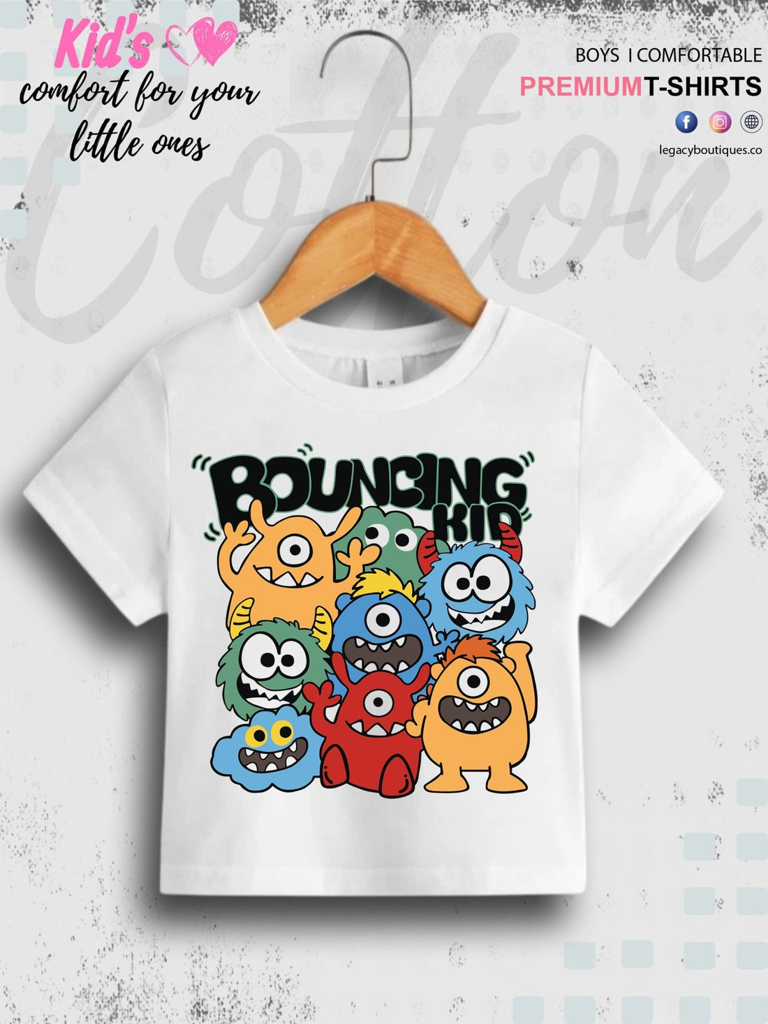 Boys Casual Short Sleeve Bouncing Kid Print T-Shirt Legacy Boutiques Legacy Boutiques