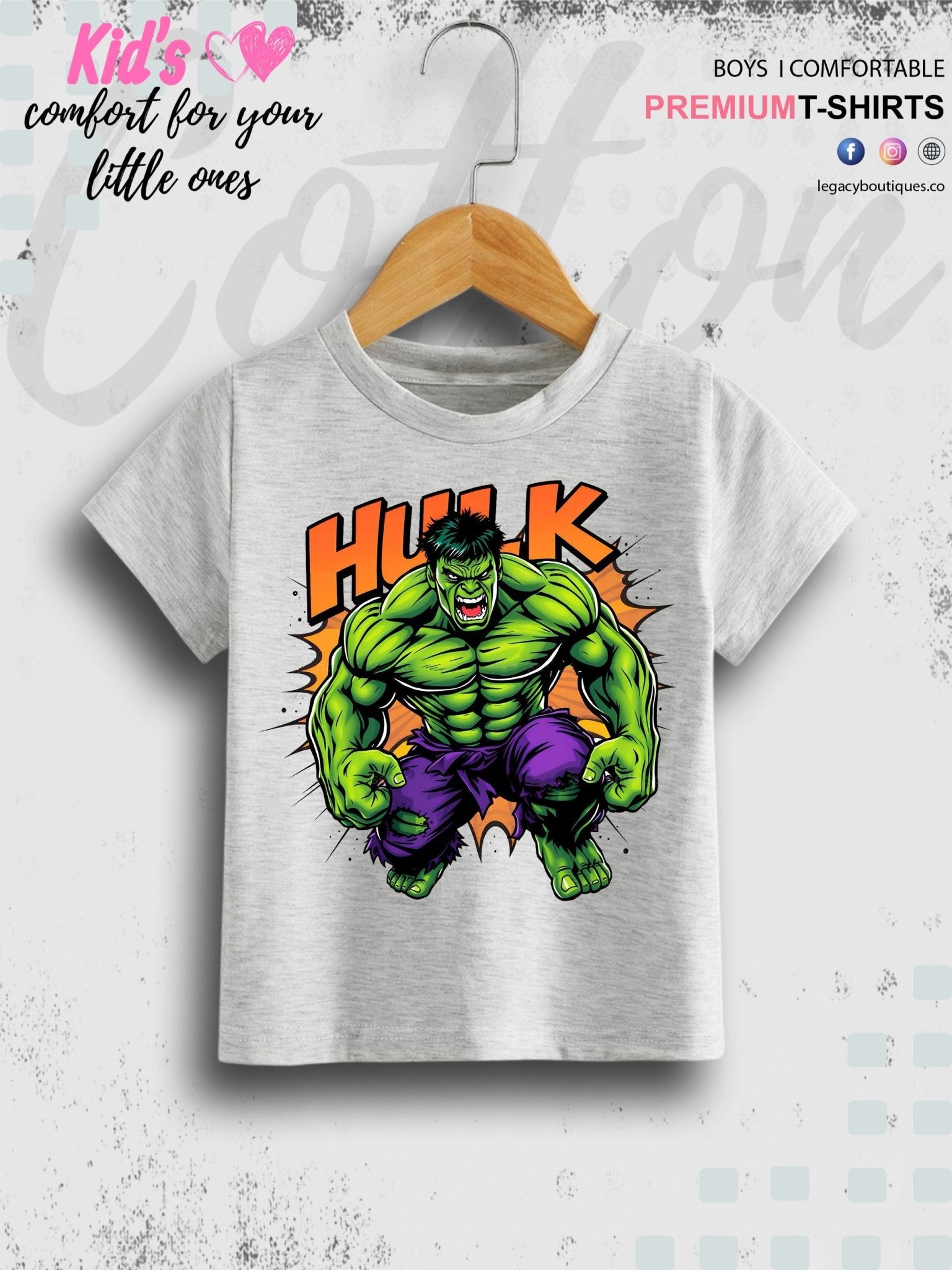 Boys Hulk Printed Pure Cotton T-shirt Legacy Boutiques Legacy Boutiques