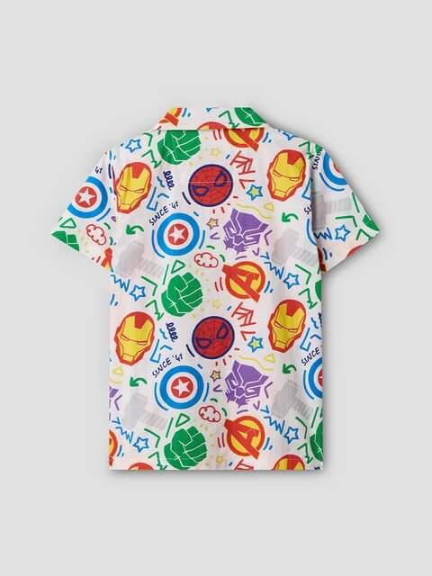 Boys Marvel Avengers Doodle Print Short Sleeve Button - Down Hero Shirt Legacy Boutiques Legacy Boutiques
