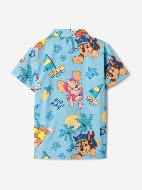 Boys Paw Patrol Hoo Ray Sky Blue Tropical Beach Print Short Sleeve Shirt Legacy Boutiques Legacy Boutiques