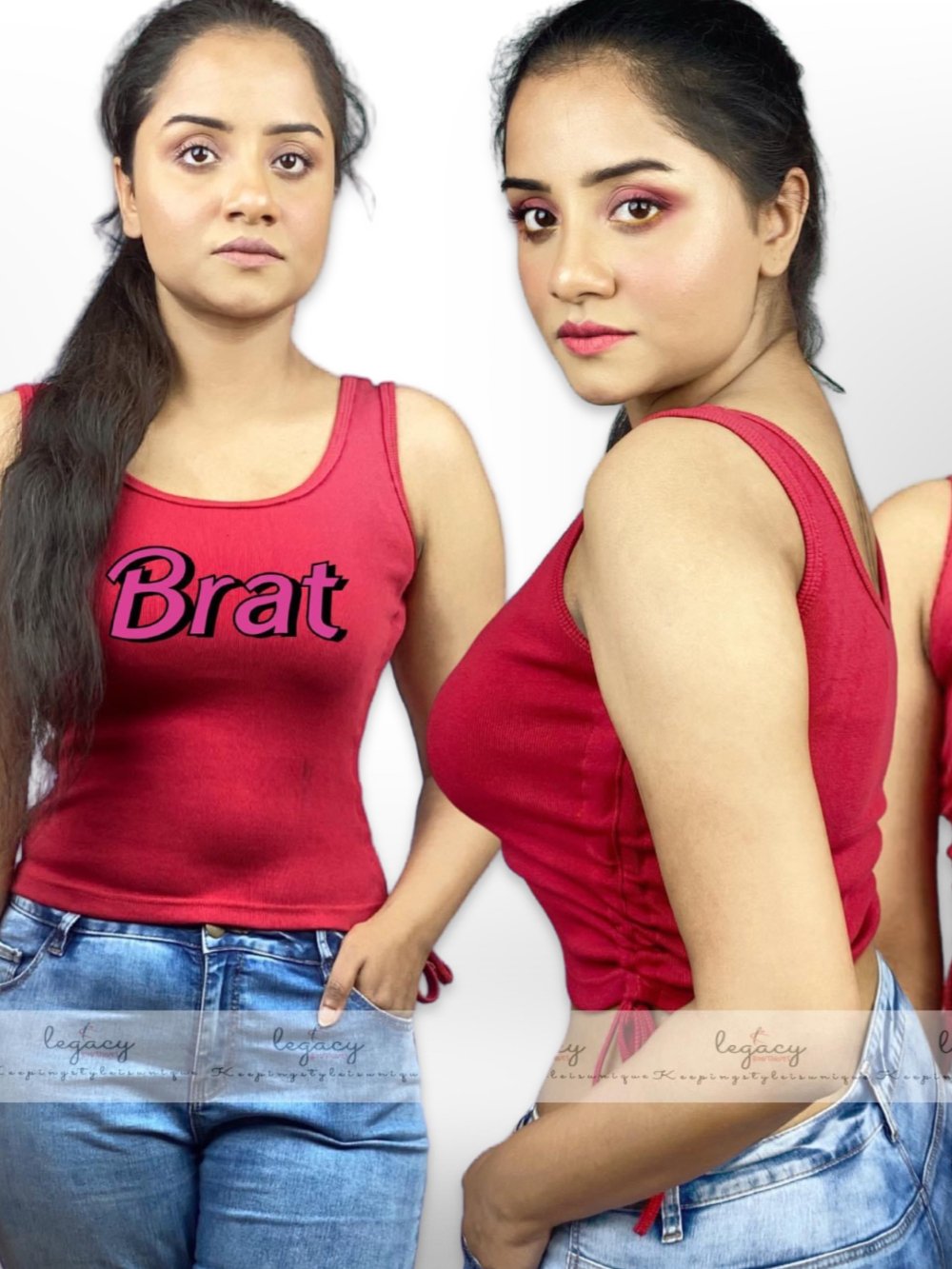 BRAT Printed Ladies Summer &amp; Winter Comfortable Red TankTop Legacy Boutiques Legacy Boutiques