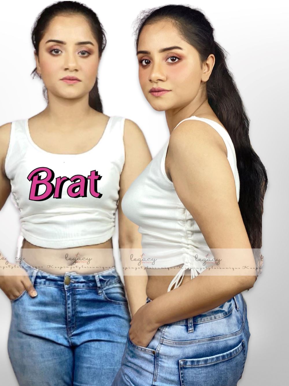 BRAT Printed Ladies Summer &amp; Winter Comfortable White TankTop Legacy Boutiques Legacy Boutiques