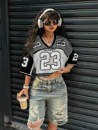 California 23 Printed Drop Shoulder Crop Top Legacy Boutiques Legacy Boutiques