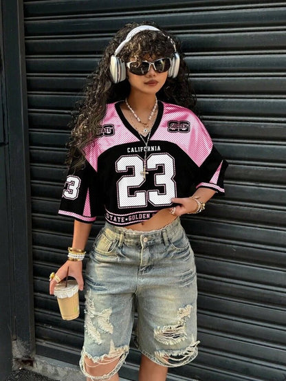 California 23 Printed Drop Shoulder Crop Top Legacy Boutiques Legacy Boutiques