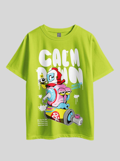 "CALM DAWN ANOTHE DANGER,You Got Me Like Wooh Wooh Wooh" Printed Drop Shoulder T-shirt Legacy Boutiques Bangladesh Legacy Boutiques Legacy Boutiques