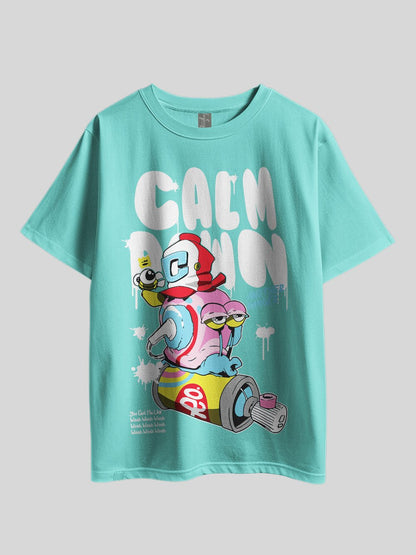 "CALM DAWN ANOTHE DANGER,You Got Me Like Wooh Wooh Wooh" Printed Drop Shoulder T-shirt Legacy Boutiques Bangladesh Legacy Boutiques Legacy Boutiques