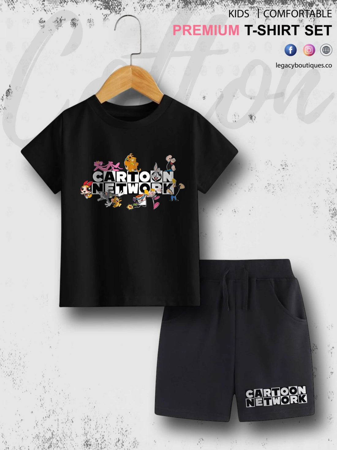 Cartoon Network Logo Characters Printed 6 Month To 6 Year Summer Time Baby &amp; Kids Super Comfy T-shirt Set Legacy Boutiques Legacy Boutiques
