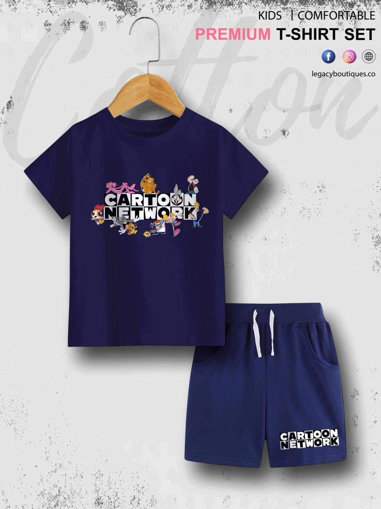 Cartoon Network Logo Characters Printed 6 Month To 6 Year Summer Time Baby &amp; Kids Super Comfy T-shirt Set Legacy Boutiques Legacy Boutiques