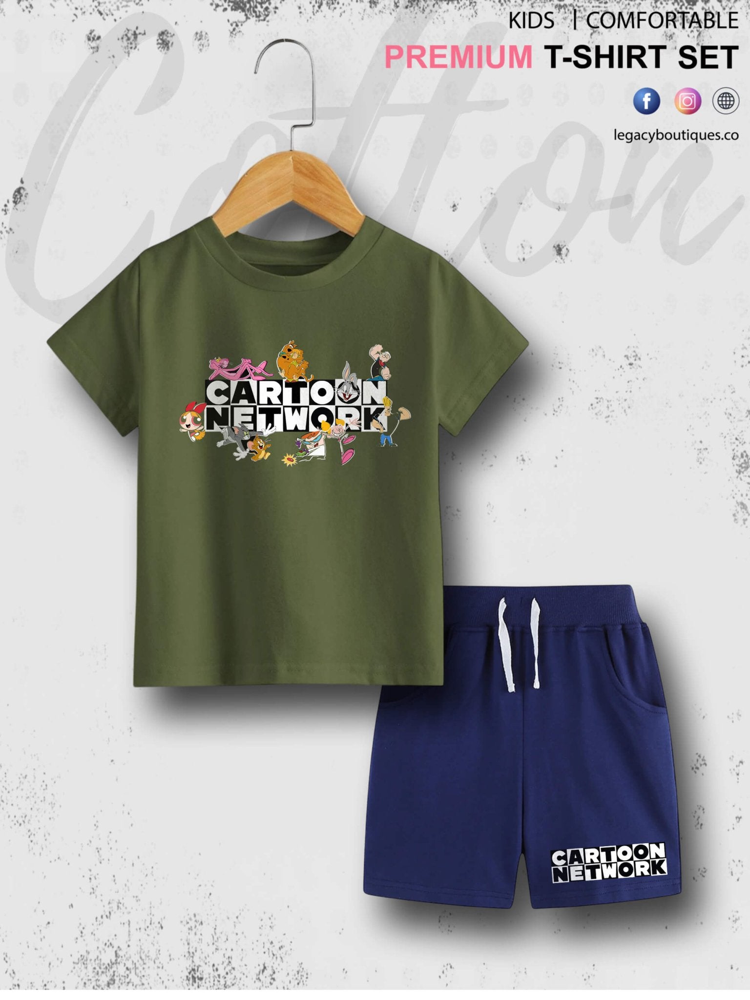 Cartoon Network Logo Characters Printed 6 Month To 6 Year Summer Time Baby &amp; Kids Super Comfy T-shirt Set Legacy Boutiques Legacy Boutiques