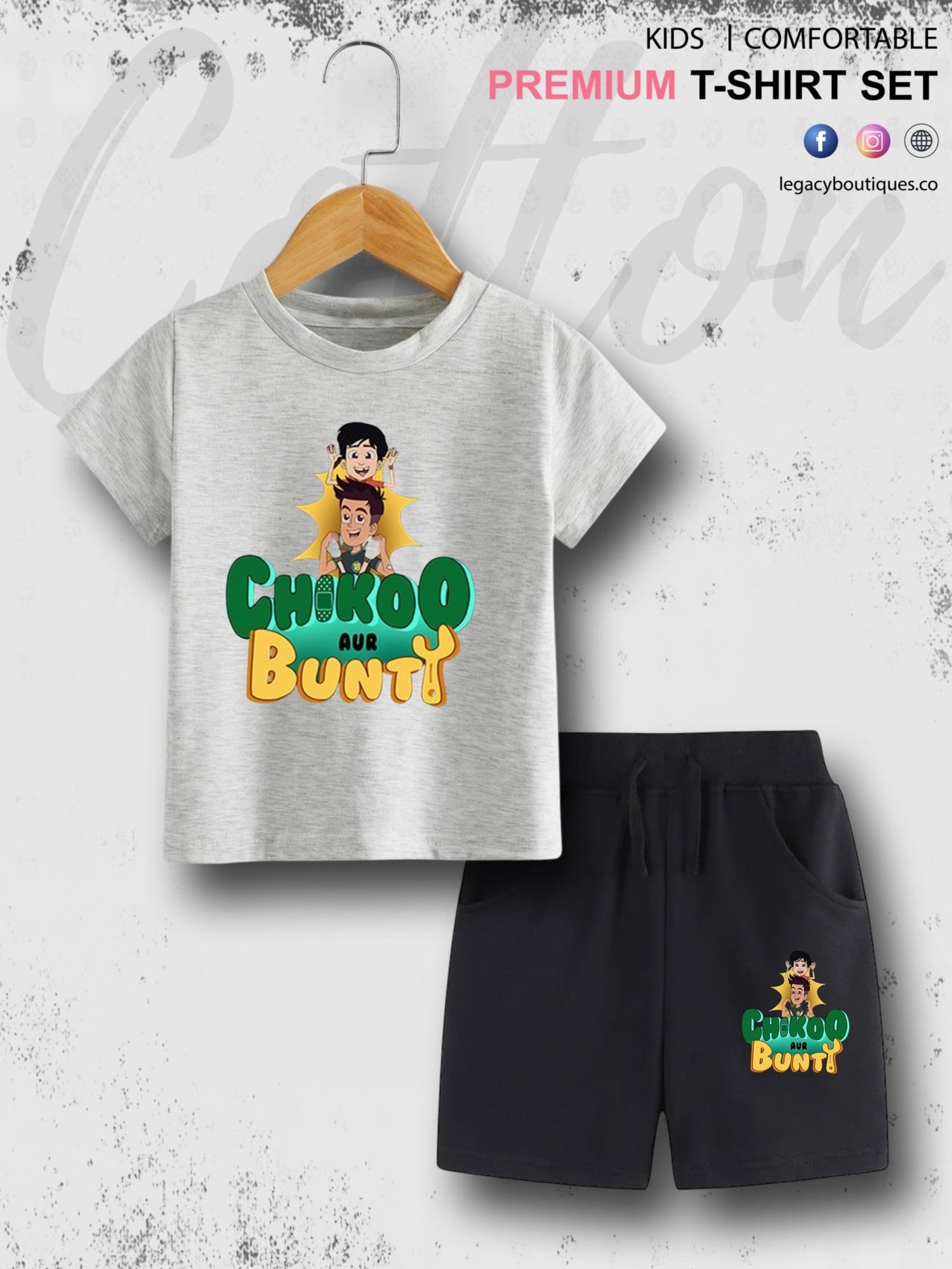 Chikoo Aur Bunty Printed 6 Month To 6 Year Kids T-shirt Set Legacy Boutiques Legacy Boutiques