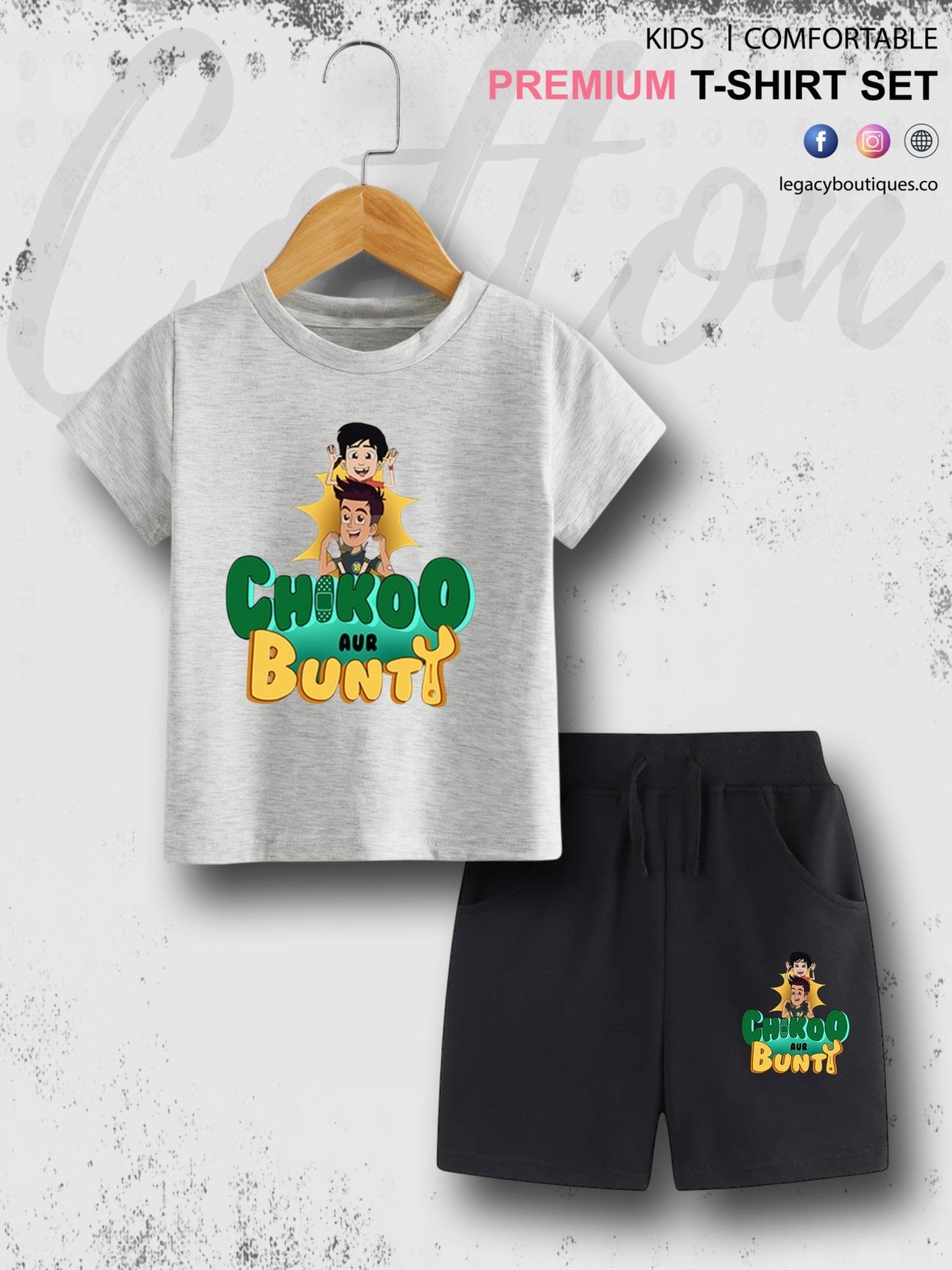 Chikoo Aur Bunty Printed 6 Month To 6 Year Kids T-shirt Set Legacy Boutiques Legacy Boutiques
