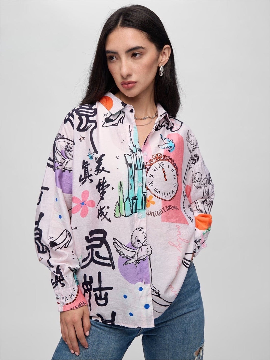 Cinderella Glass Slipper Calligraphy Print Shirt - Modern Graphic Button - Up Legacy Boutiques Legacy Boutiques