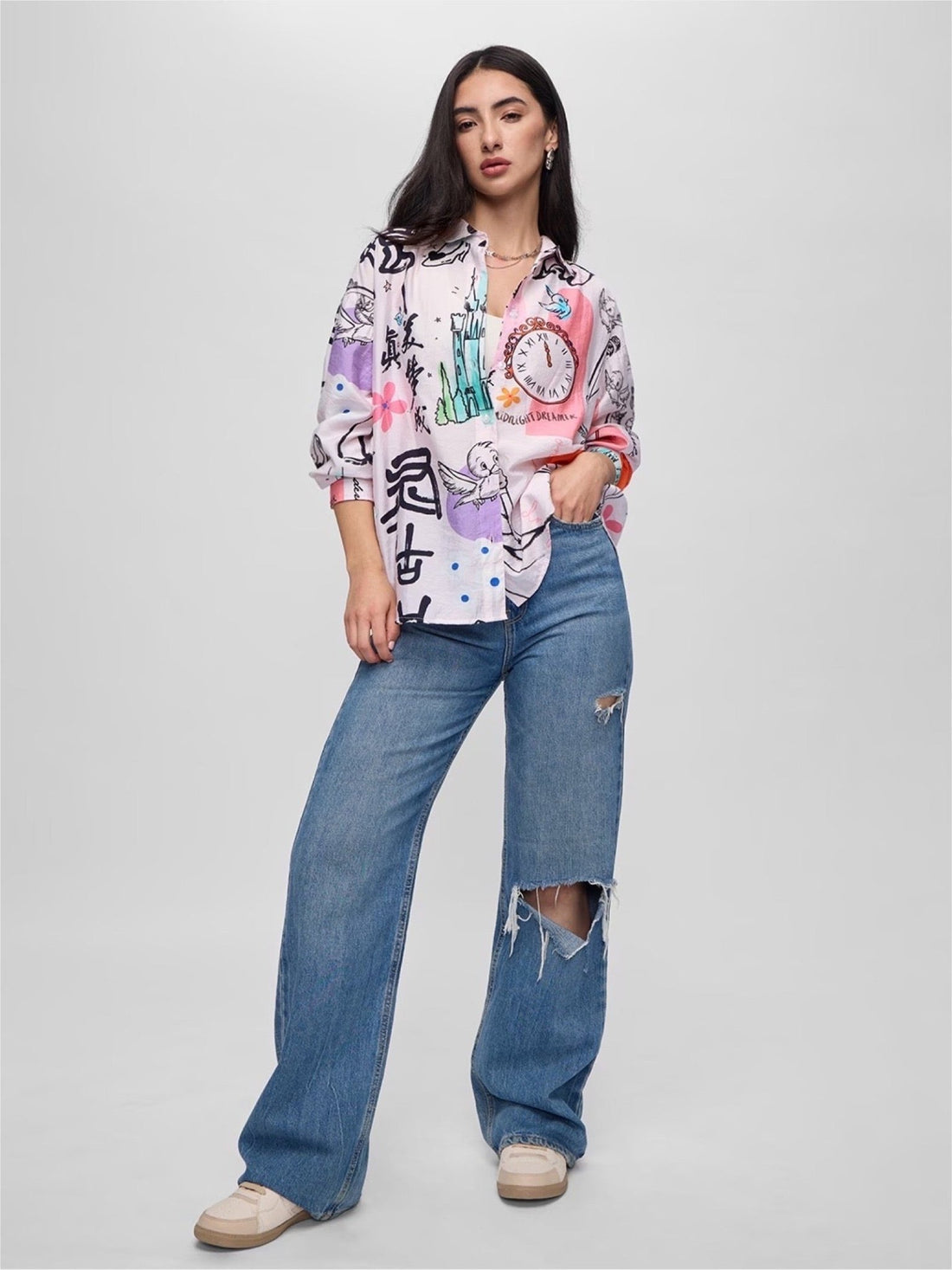 Cinderella Glass Slipper Calligraphy Print Shirt - Modern Graphic Button - Up Legacy Boutiques Legacy Boutiques