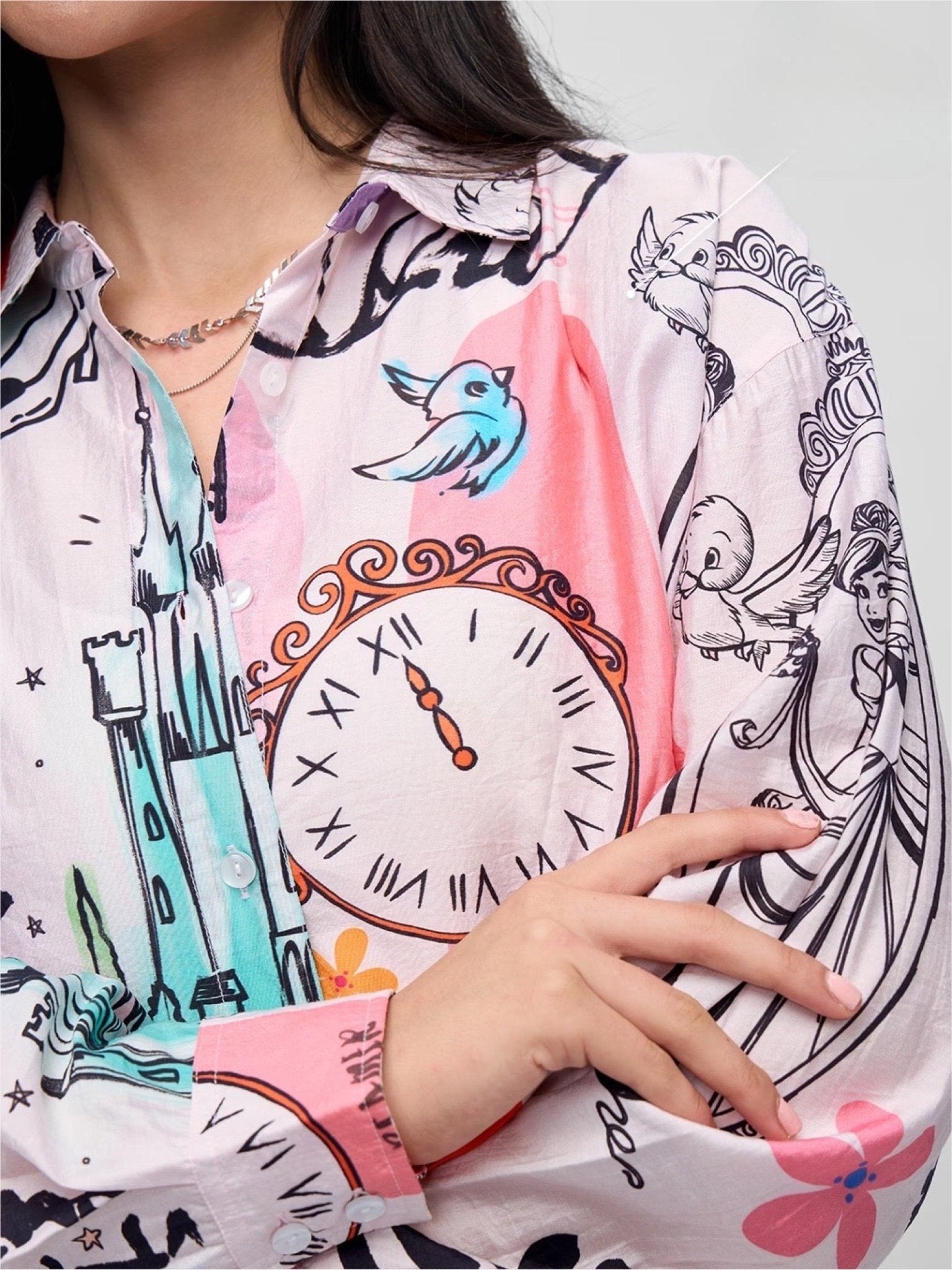 Cinderella Glass Slipper Calligraphy Print Shirt - Modern Graphic Button - Up Legacy Boutiques Legacy Boutiques