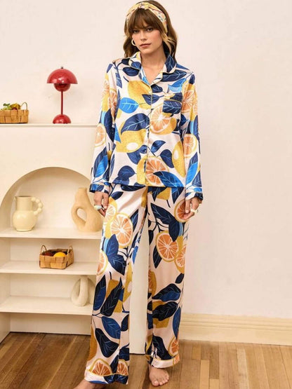 Citrus Fruit and Leaf Print Luxurious Nighty Set Legacy Boutiques Legacy Boutiques