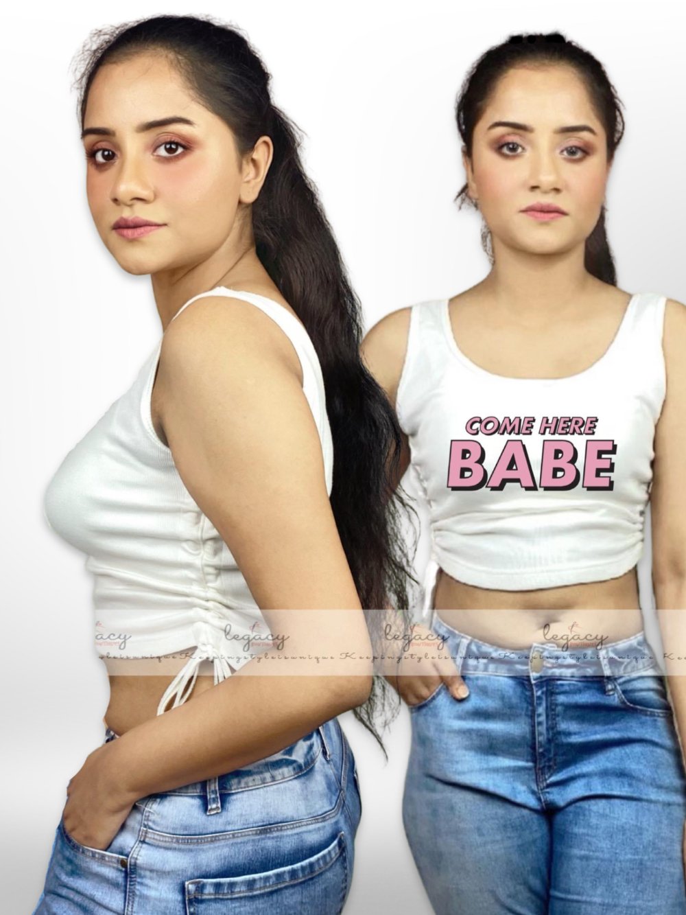 COME HERE BABE Printed Comfortable Womens White TankTop Legacy Boutiques Legacy Boutiques