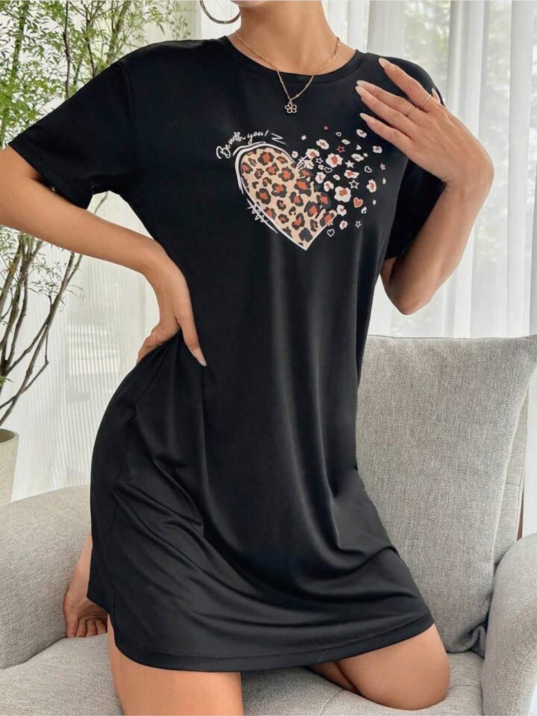 Comfortable long tee Heart Shape Printed Legacy Boutiques Legacy Boutiques