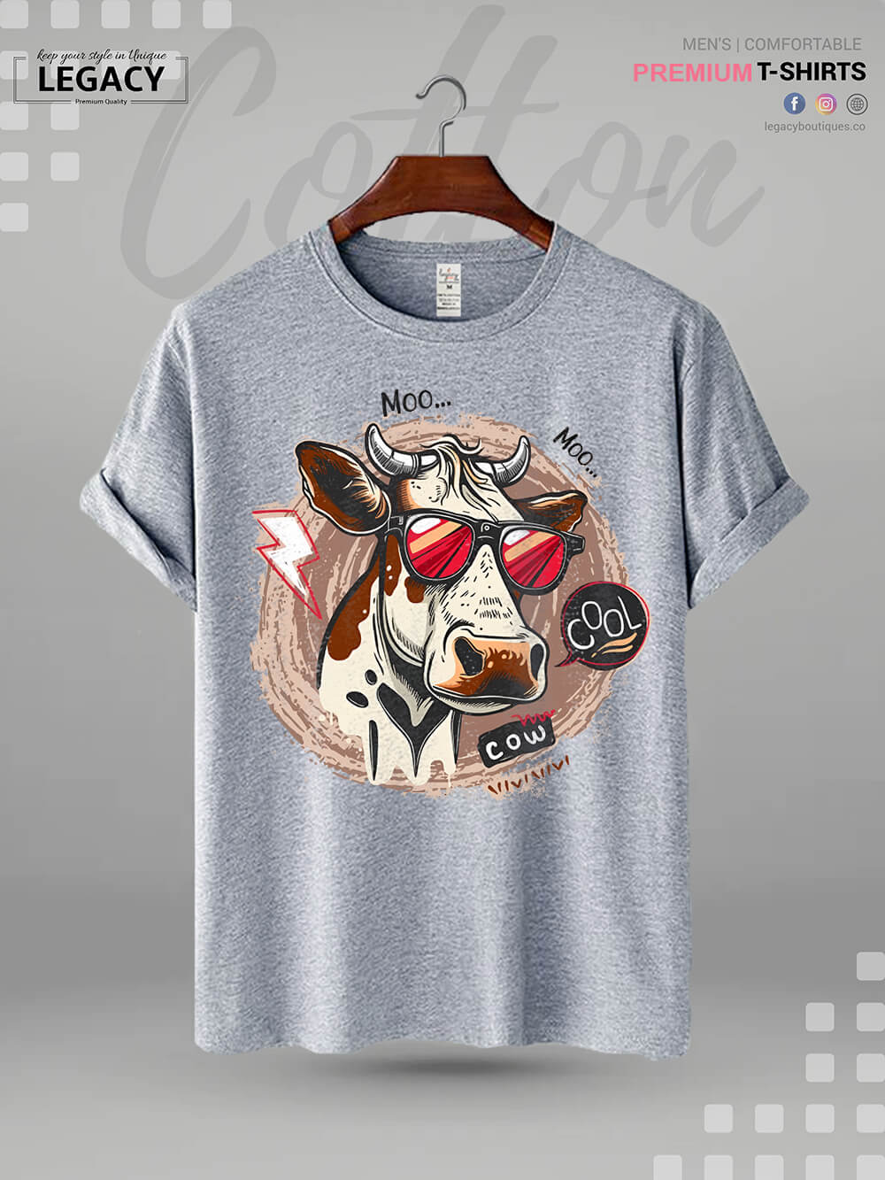 Cool Cow Printed Mens T-shirt For Eid Legacy Boutiques Legacy Boutiques