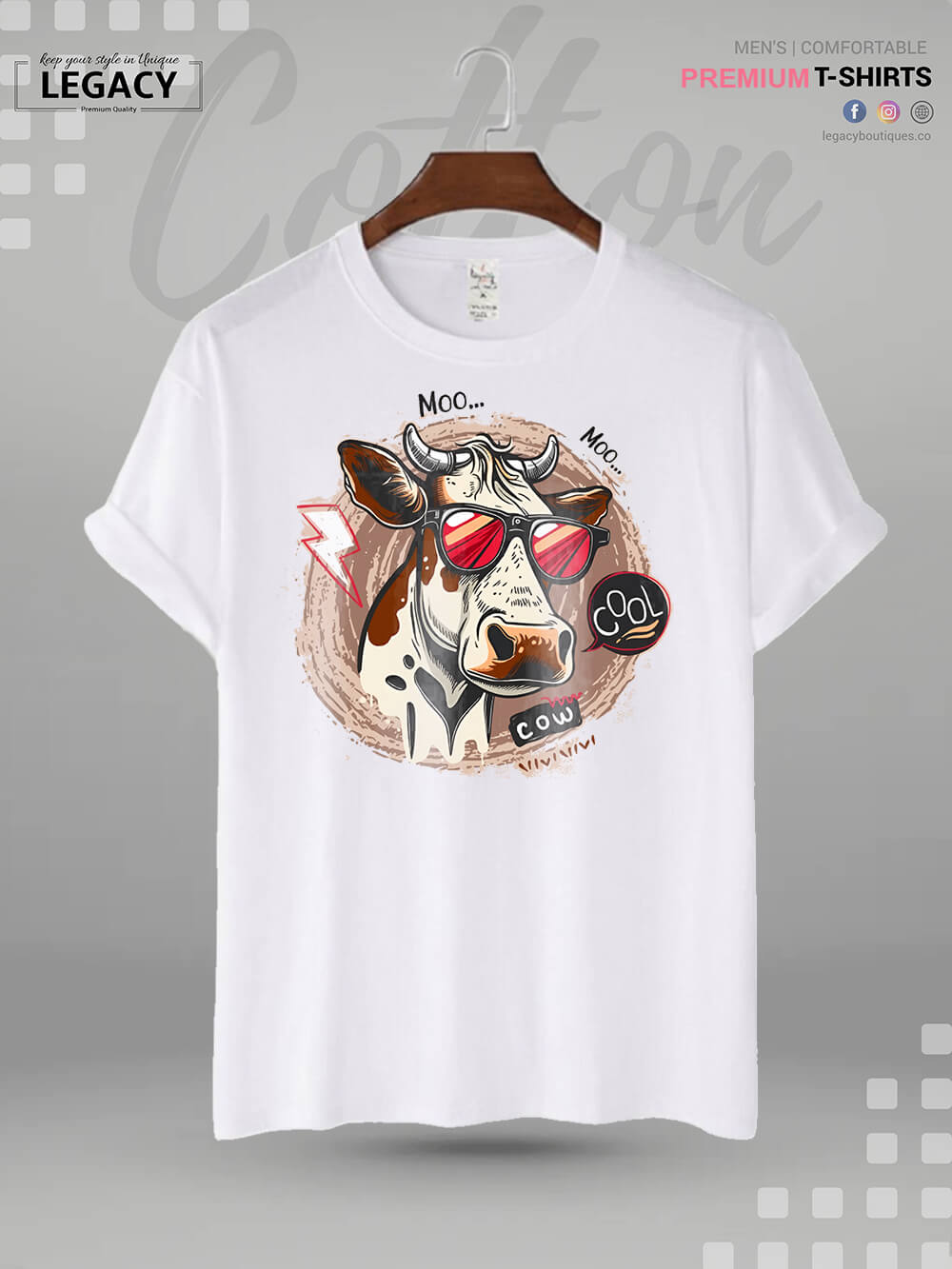 Cool Cow Printed Mens T-shirt For Eid Legacy Boutiques Legacy Boutiques