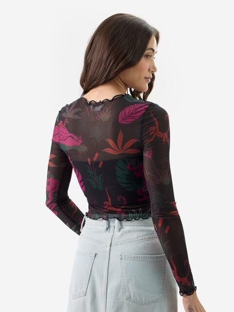 Cropped Mesh Top Official Disney Mowgli &amp; Friends Print Legacy Boutiques Legacy Boutiques