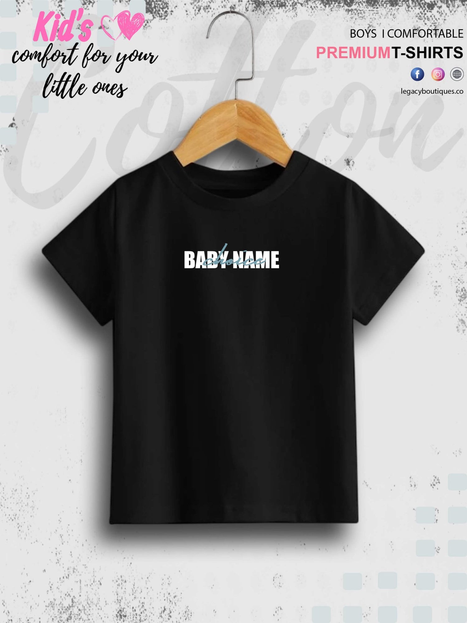 Custom baby name cotton kids t - Shirt 1 To 11 Years Legacy Boutiques Legacy Boutiques
