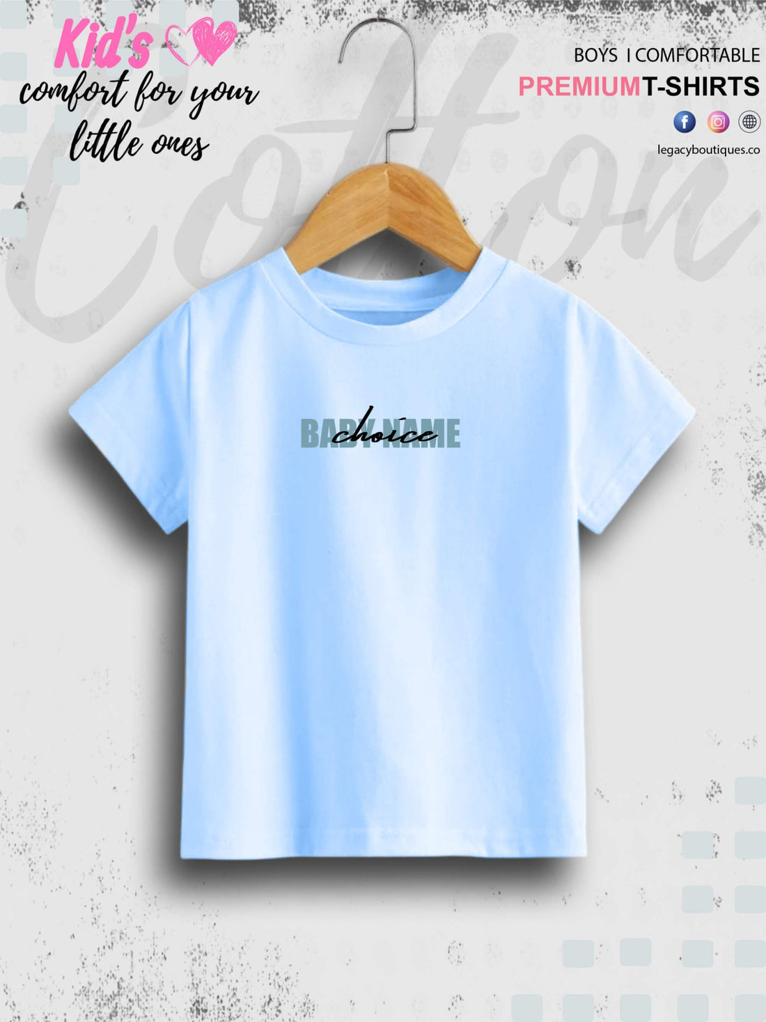 Custom baby name cotton kids t - Shirt 1 To 11 Years Legacy Boutiques Legacy Boutiques