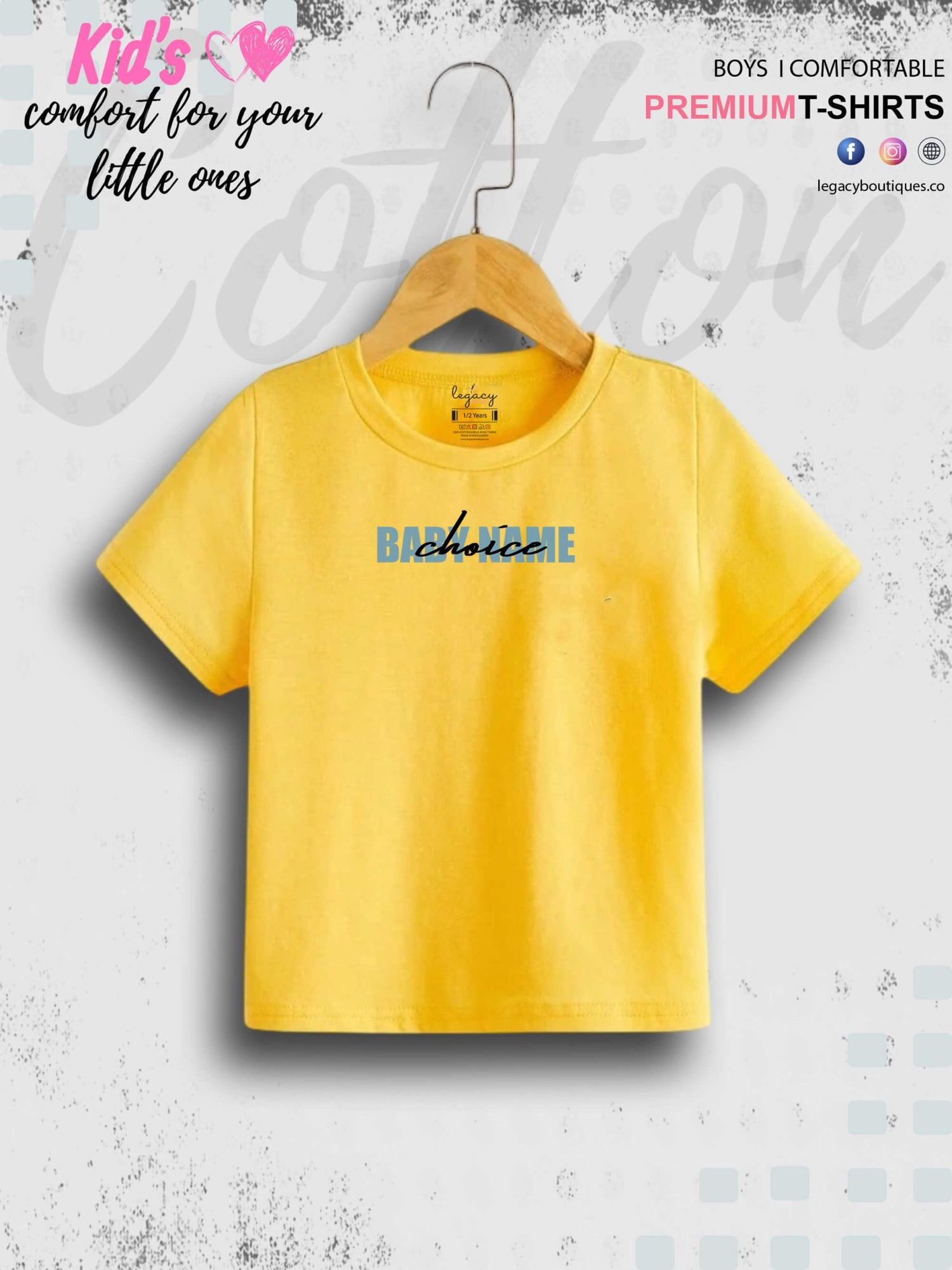 Custom baby name cotton kids t - Shirt 1 To 11 Years Legacy Boutiques Legacy Boutiques