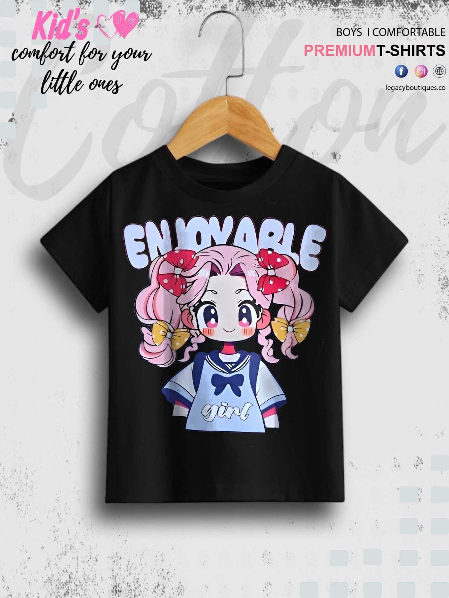Cute Enjoyble Girl Print Short Sleeve Girly T-Shirt Legacy Boutiques Legacy Boutiques